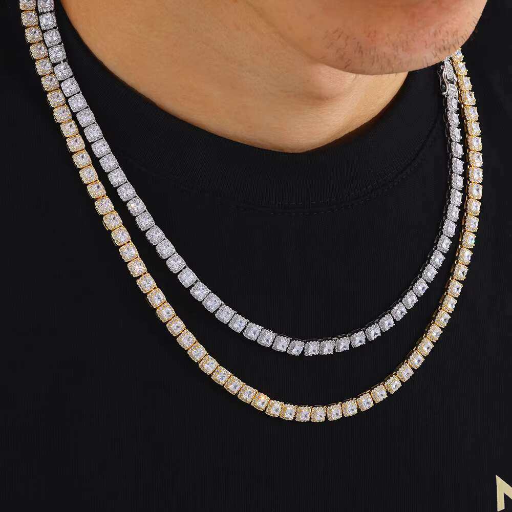 Moissanite Rock Sugar Chain All Diamond S925 Silver Necklace Mens High Fashion Accessory