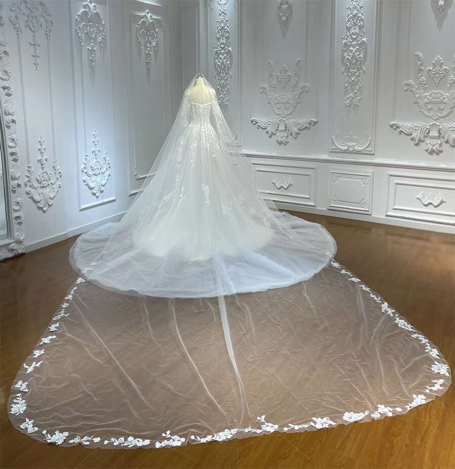 Customized M105 Simple Off The Shoulder Applique Lace Mermaid Bridal Dress With Detachable Skirt