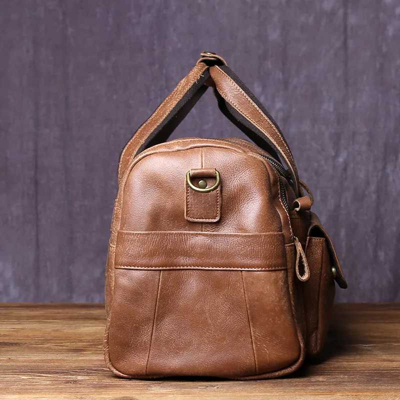 New Retro Large Capacity Mens Frosted Leather Travel Bag Made Of Old Top Layer Cowhide Portable Short Distance Luggage Bag K251110