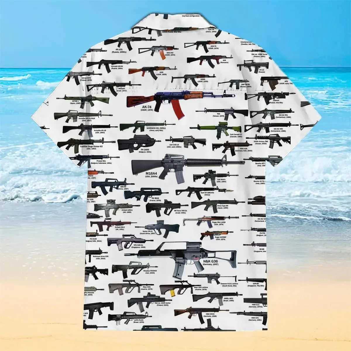 Hawaiian Shirt for Men Gun Graphic T-shirt 3D Printed Shirt for Beach Vacation Style Mens T-shirt Wear Oversized Shirt X250410
