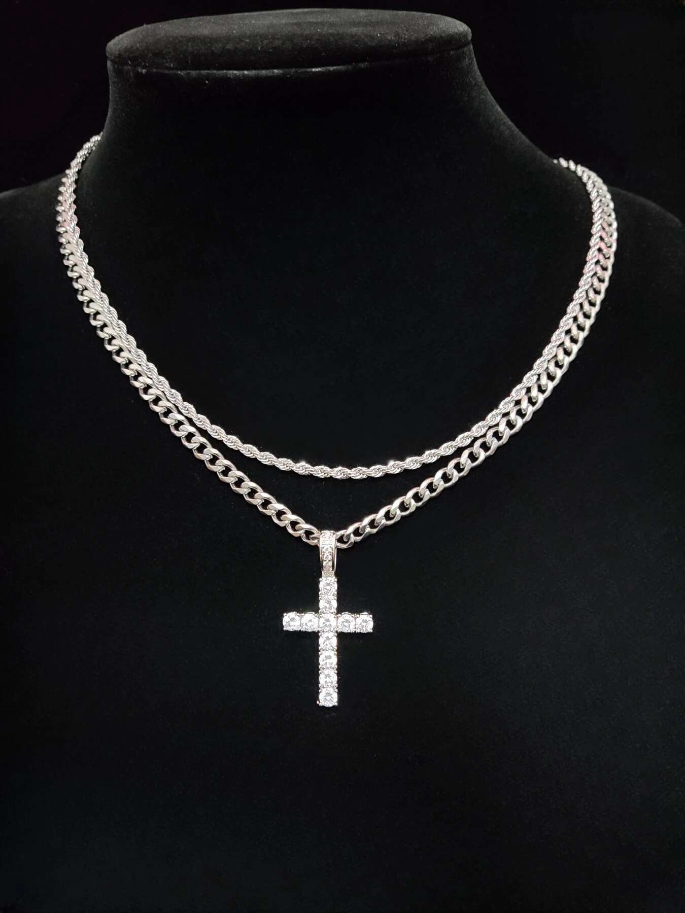 Men Women Hip Hop Zircon Cross Pendant Necklace with Cuban Chain HipHop Iced Out Bling Hiphop Necklaces Fashion Jewelry