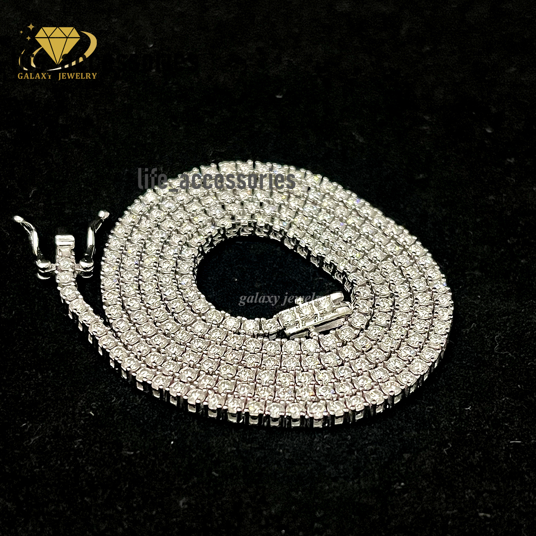 Ready to Ship Moissanite Tennis Chain Diamond Prong Set 925 Sterling Silver Eternity Band Glow Necklace Moissanite VVS Bracelet