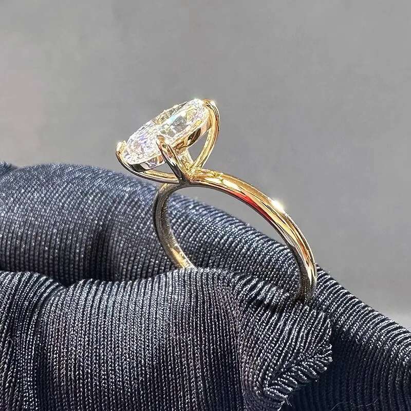 1 2 3 4 5 6 Carat Au375 9K Yellow Gold Ring Oval shape moissanite Diamonds Women Wedding Party Engagement Ring Classic Trendy