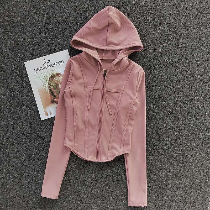 Women's Fiess Coat Hooded Cardigan Tight Quick-Dry Sports Jacket Running Training Shirt Yoga Clothes Long Sleeve Sport Jacke