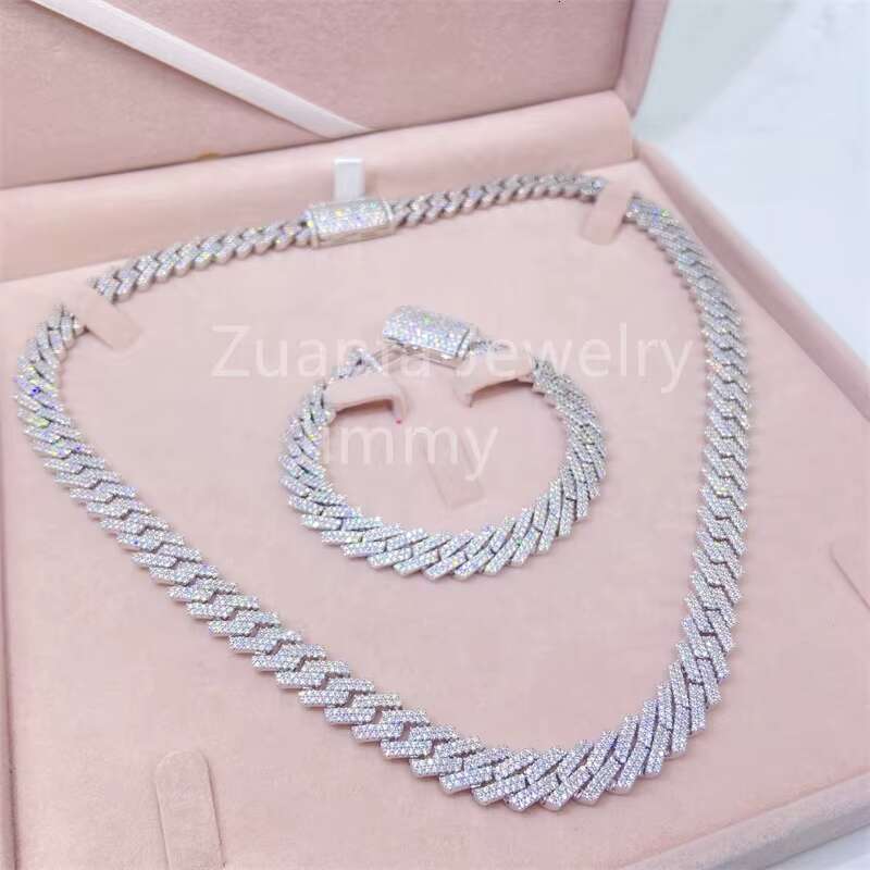 Solid back 10mm width fashion jewelry S passes the tester without flaws Moissanite men's necklace