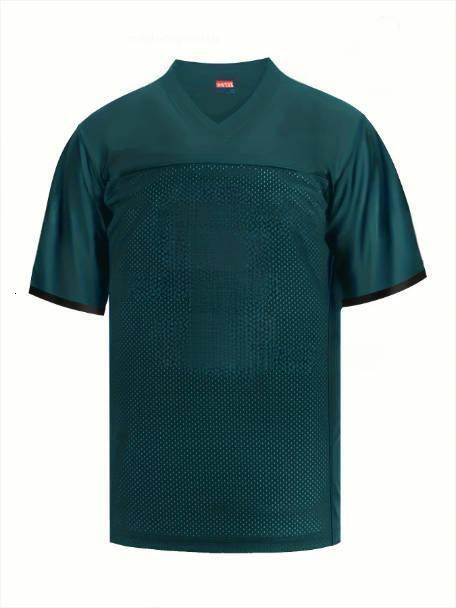 2025 new Casual Green Embroidered Rugby Jersey Men's 1 V-Neck Polyester Oversized Loose Fit - Perfect for Sports Streetwear Comfortable