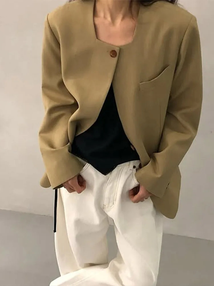 Casual Solid Jacket Womens Square Collar Single Chest Full Sleeve Pocket 2025 Spring Fashion 250407