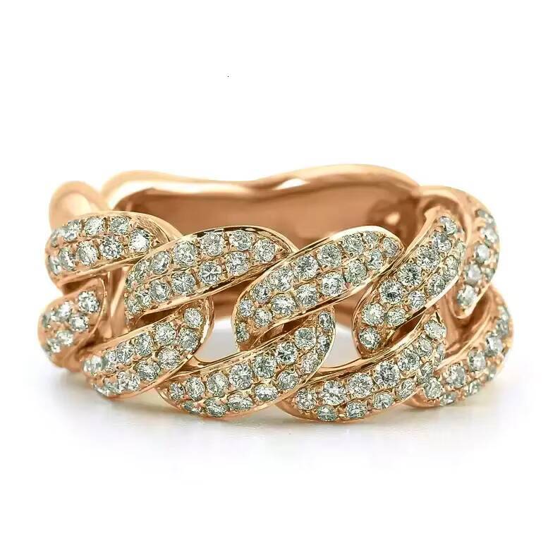 Starsgem Custom Mossonite Cuban 925 Sterling Silver Vvs Mossanite Diamond Hiphop Hip Hop Mens Moissanite Cuban Link Ring
