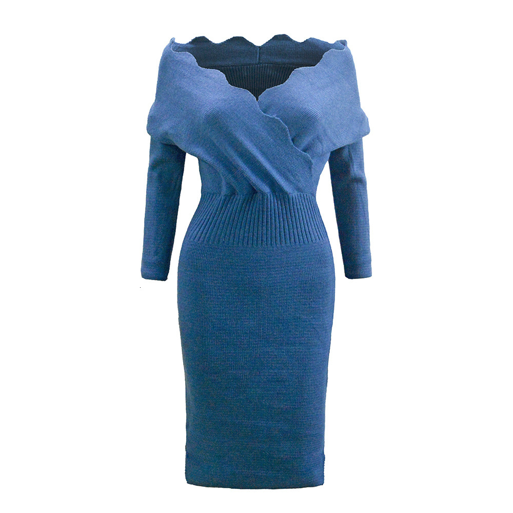 2025 Autumn/Winter New Knitted Slim Fit V-Neck Fur Dress