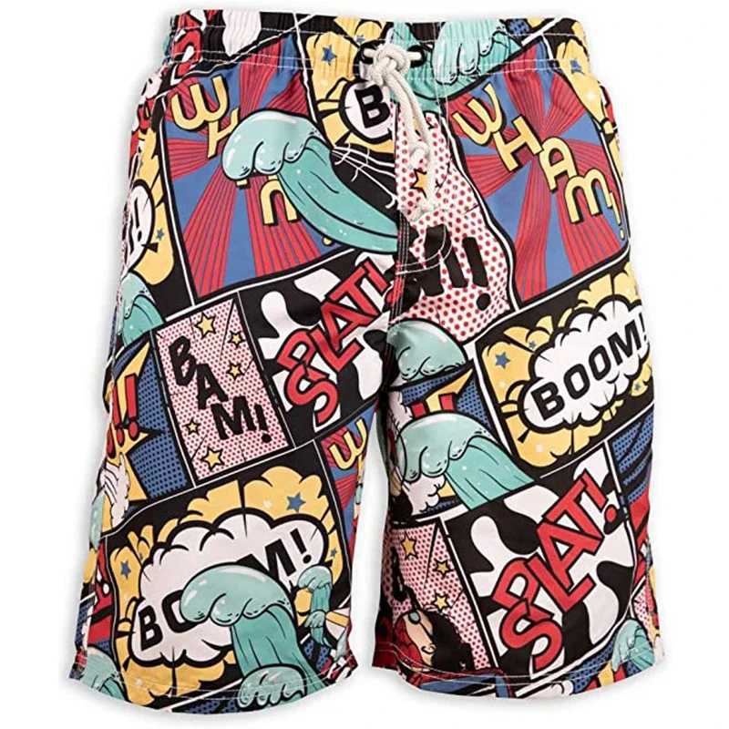 Colorful ethnic graphic beach shorts for men math 3D printed shorts Hawaiian surfing ice shorts quick drying swim trunksW250410