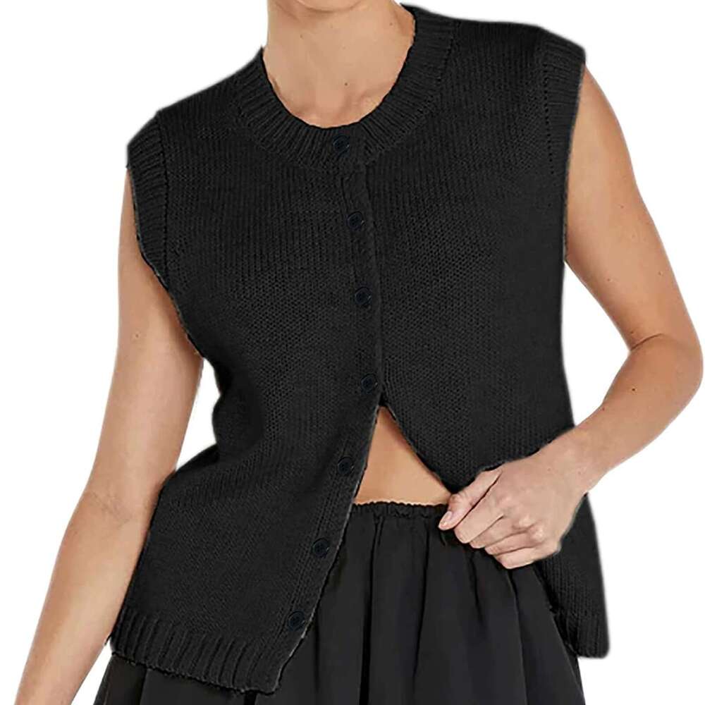 Cross-Border Vest Sweater Women's Casual Melad Style Versatile Single-Breasted Knitted Cardigan Top Women