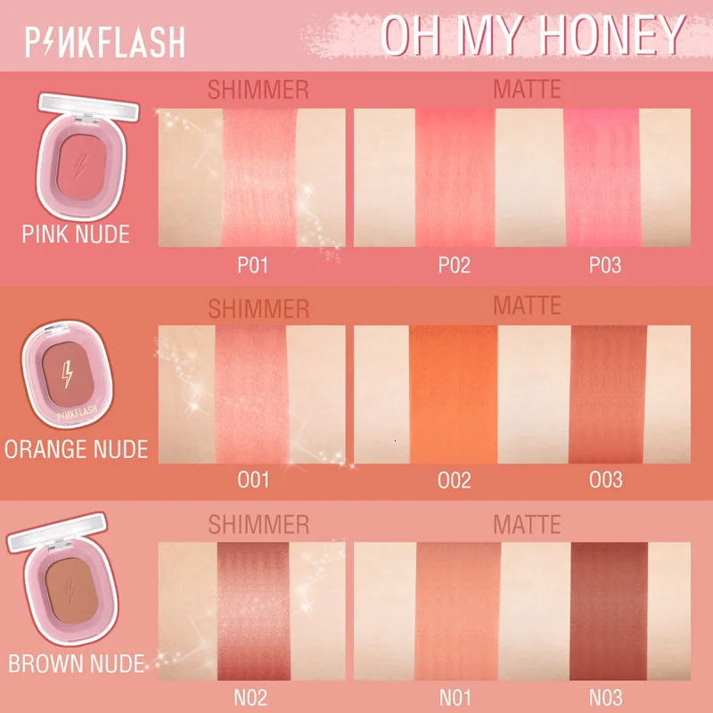 Pinkflash makeup powder blusher matte tanning lasting contour beauty peach pink Korean 250325