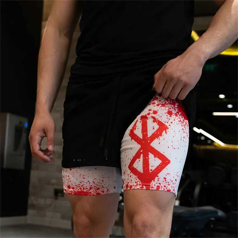 Gym Exercise Running 2-in-1 Shorts Mens Fashion 3D Printed Compression Shorts with Pockets Summer Exercise Fast Drying Breathable X250410