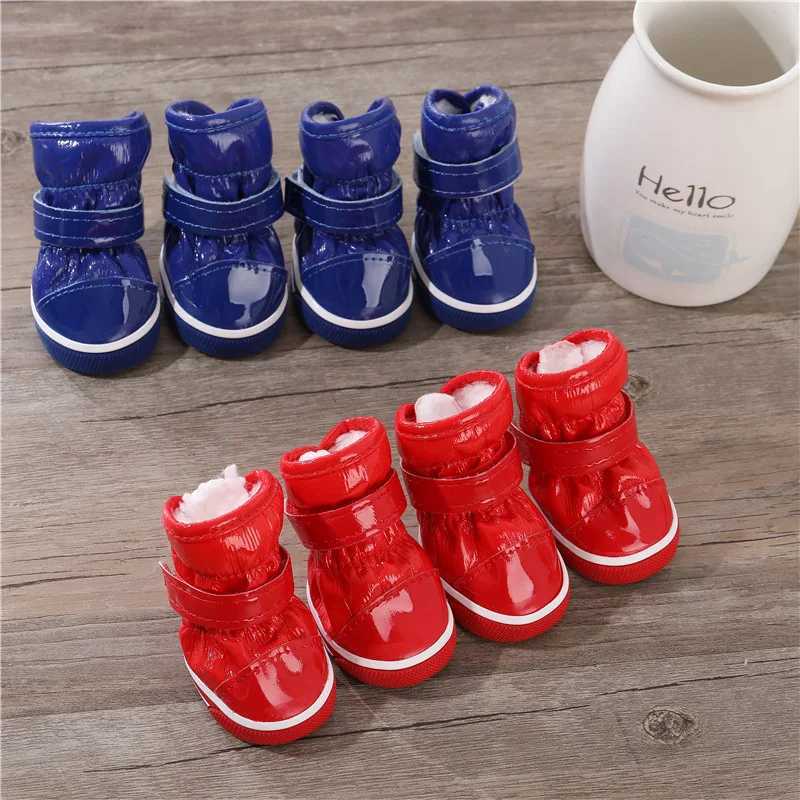 New Arrival 4-piece/set pet dog shoes winter dog snow boots warm wool waterproof rain shoes for small dogs and cats Chihuahua York shoes accessories Z