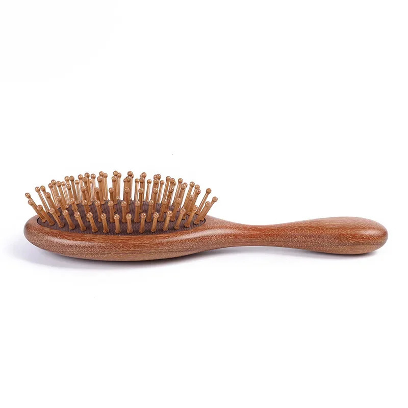 Golden Sandalwood Air-Cushion Hairbrush - Vintage Wooden Scalp Massager for Long Hair Care 251107