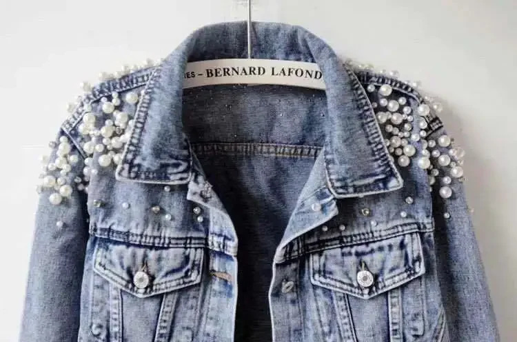 Fashionable denim jacket with embroidery suitable for women standing alone heavy European and American styles 250409