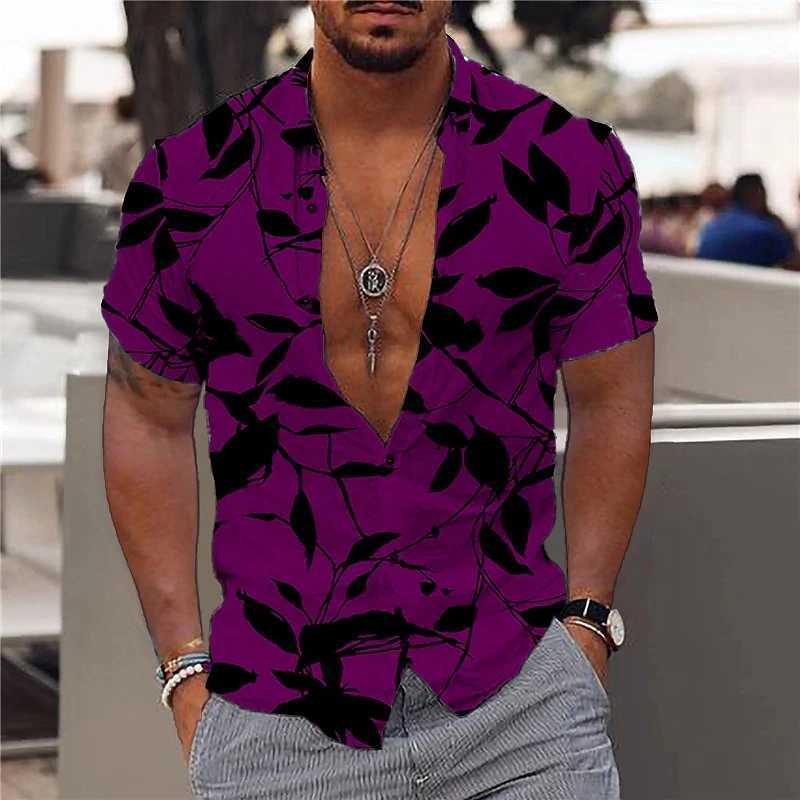 Hawaii Beach Shirt Coconut Tree 3D Printed Street Clothing Mens Casual Fashion Short Sleeve Shirt Harajuku Mens Clothing X250410