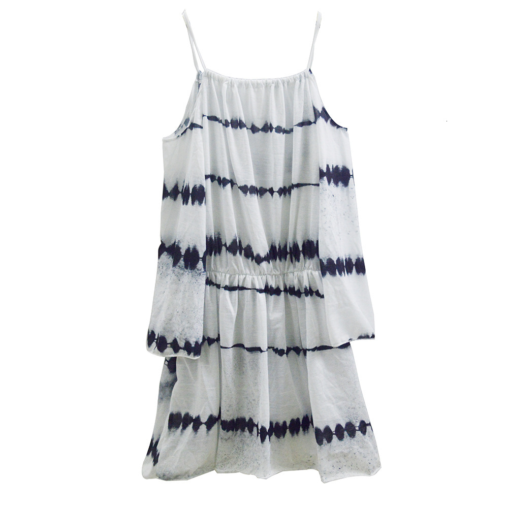 Spring summer 2025 new black and white stripe tie dyed Slip dress women's skirt