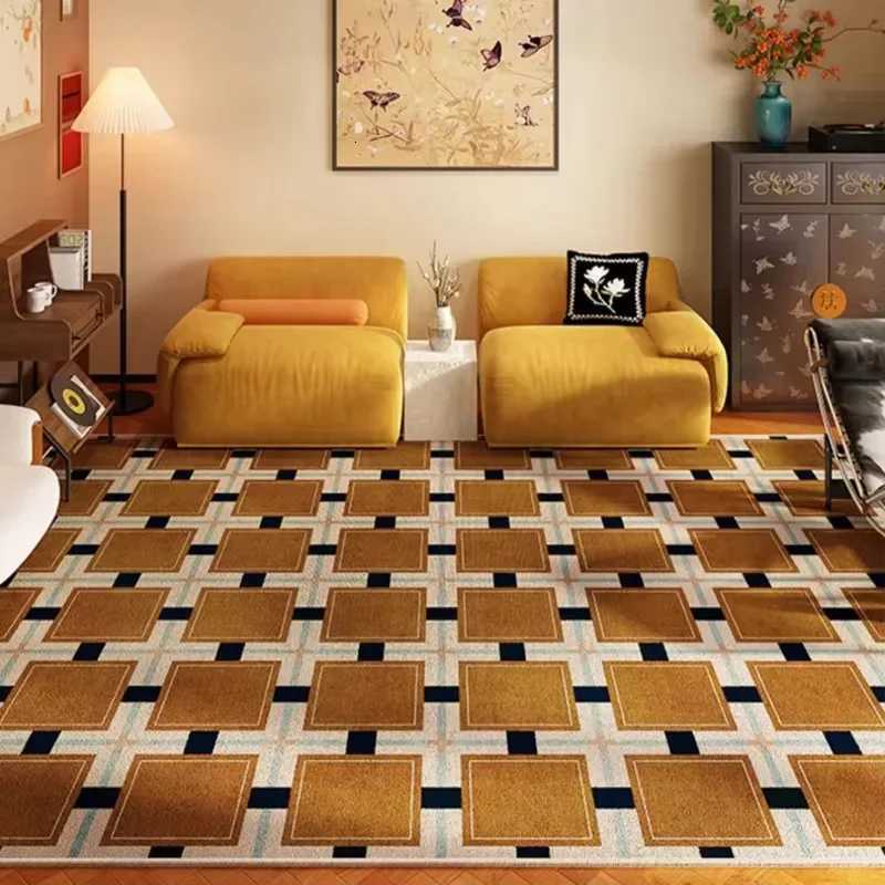 Retro Luxury Rugs for Bedroom Thick Plush Bedside Rug Large Area Living Room Decoration Checkerboard Carpet Home Fluffy Soft Mat Y251110