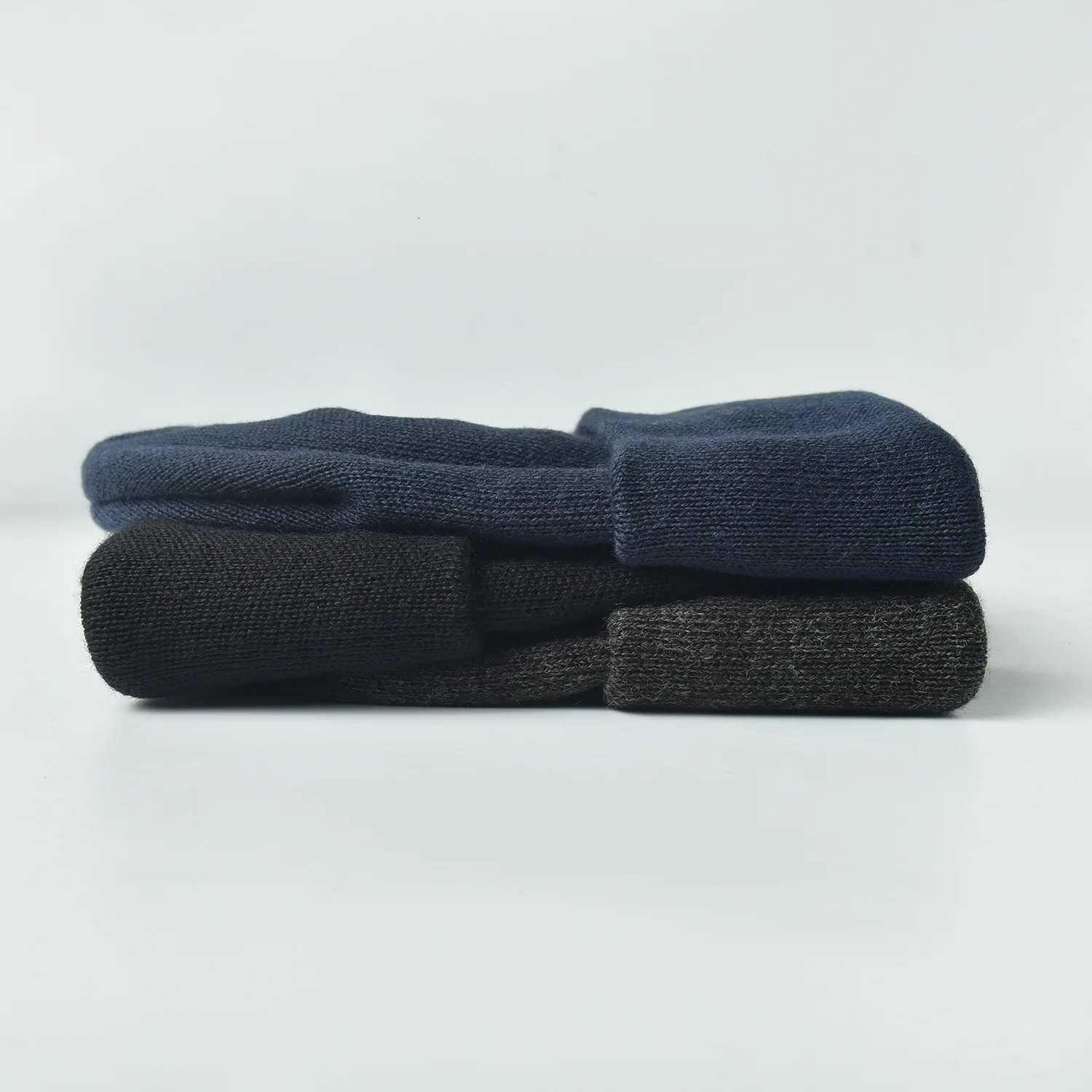 Mens Brimless Beanie Wool Winter Warm Knit Windproof Riding Thick Black Outdoor Woolen Dome Hat Wool Hat 4m873XJ251110