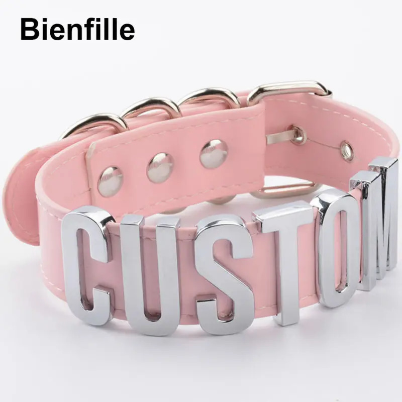 Romantic Gift Customized Choker Collar Necklace PU Leather Custom Personalized Name Choker Cosplay Choose Letters Necklace Women 250409