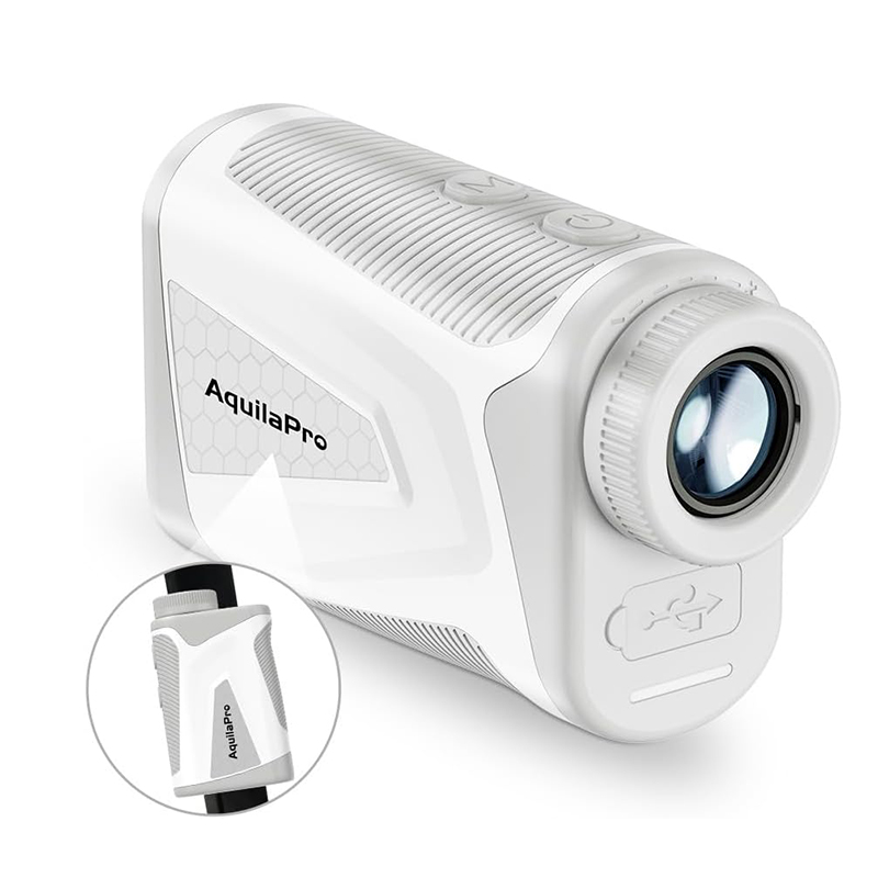 AquilaPro 1090Yards Mini Golf Rangefinder with Slope Compensation, 6X Magnification, Type-C Rechargeable Golf Range Finder with Flag Lock Vibration, M