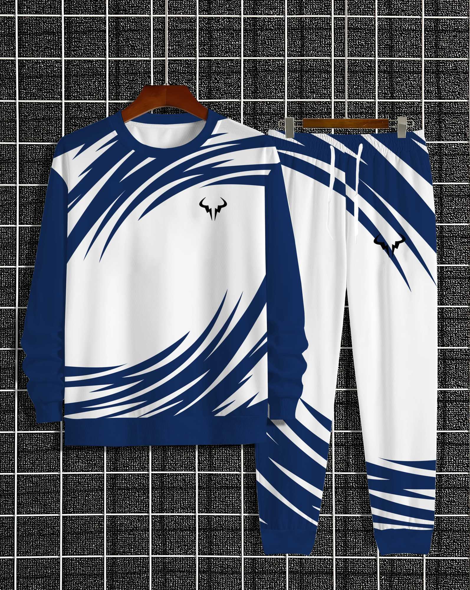 The new mens round-neck sweatshirt set for Spring and Autumn 2025 features street fashion and comfort with 3D pattern printing W251110