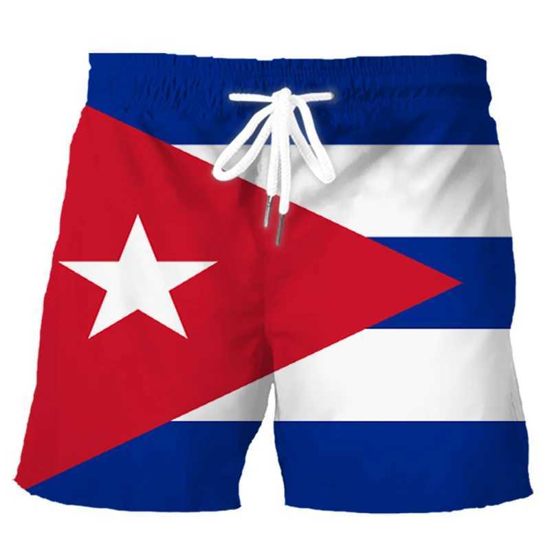 Retro 3D printed Cuban flag beach shorts mens retro casual street Harajuku ice shorts womens childrens quick drying surfboard luggageW250410