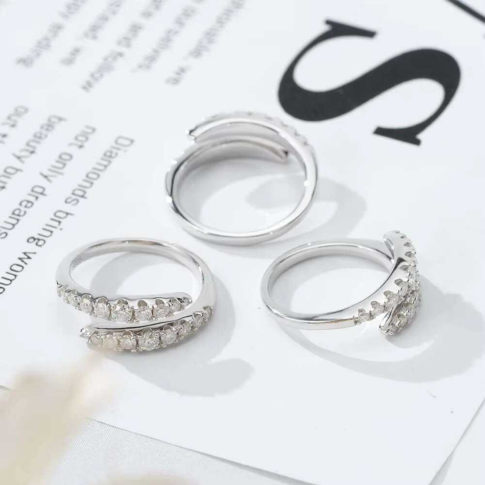 Spiral DNA Silver Promise Girls Luxury Design Mood Rings Sterling Silver Moissanite Wedding Ring