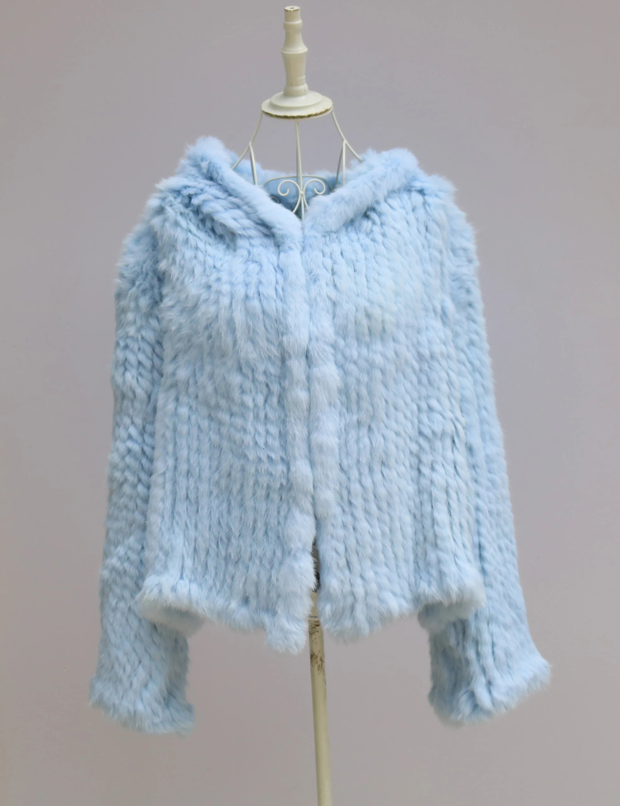 Real Rabbit Fur Coat for Women Encrypted Thickened Handmade Doublesided Woven Hooded Korean Style Autumn and Winter 251110