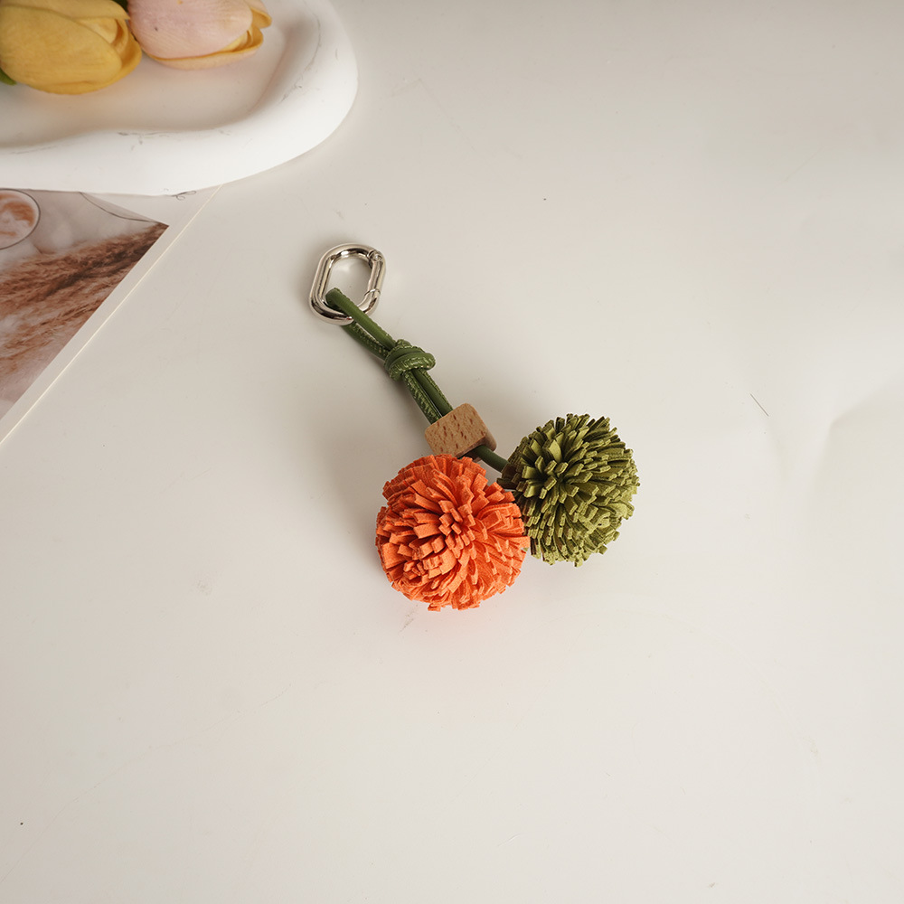 High-End Shoe Accessory Bag Charm Mini Leather Pendant Handmade Woven Tassel Ball Keychain Bag Charm
