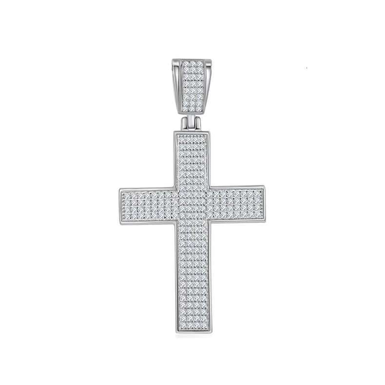Hot Sale Vvs Moissanite Cross Pendant S925 Sterling Silver Moissanite Diamond Cross Pendant