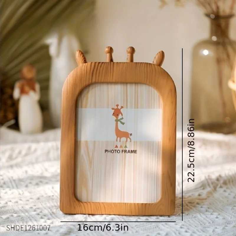 1pc cartoon Instagram style plastic desktop ornament can be hung on the wall imitation wood grain photo frame L251110 H260306