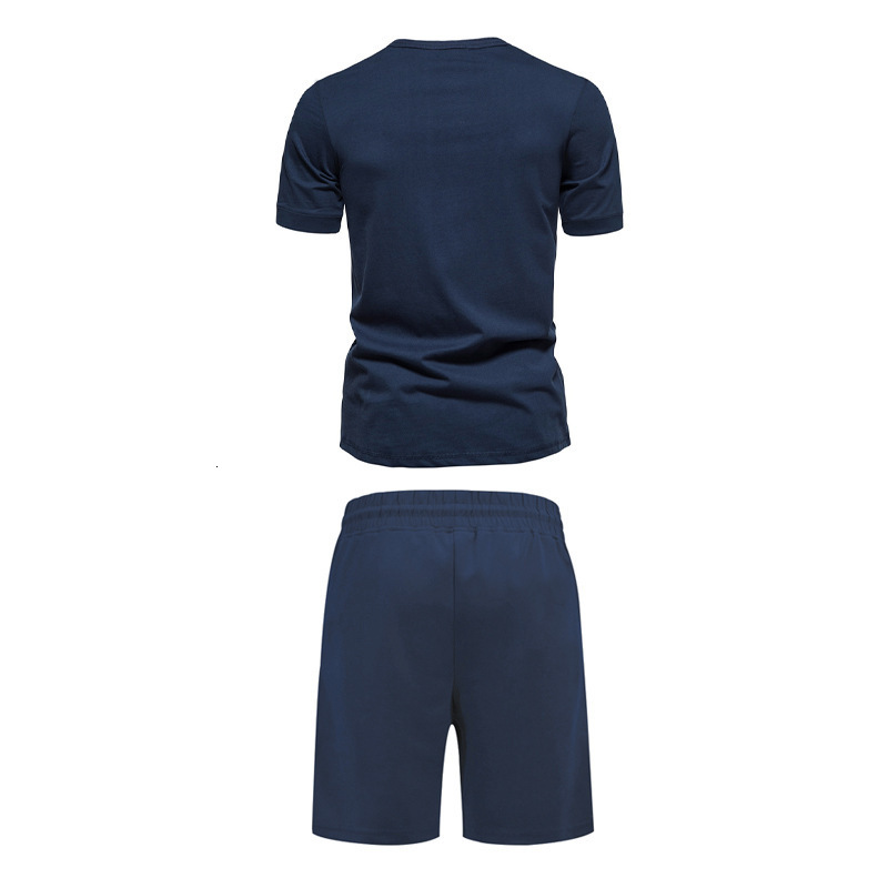2025 Summer Mens Set Short Sleeve Shorts Loose Sport Versatile Casual Short Sleeve Set Mens Wear