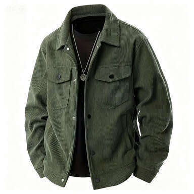 European and American Cross-Border Amazon Corduroy Single-Breasted Casual Sports Trend Pocket Jacket Men's Turn-Down Collar Long Sleeve Shirt