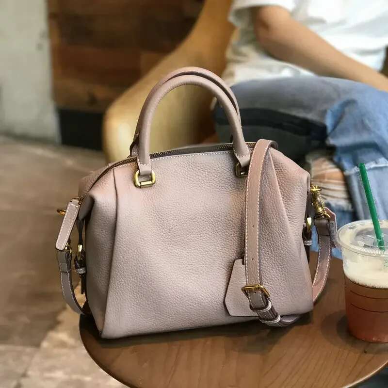 2025 Genuine Advanced Leather Hand Women's Handbag Large Boston All-Match Female Shoulder Bag Casual Tote Bags
