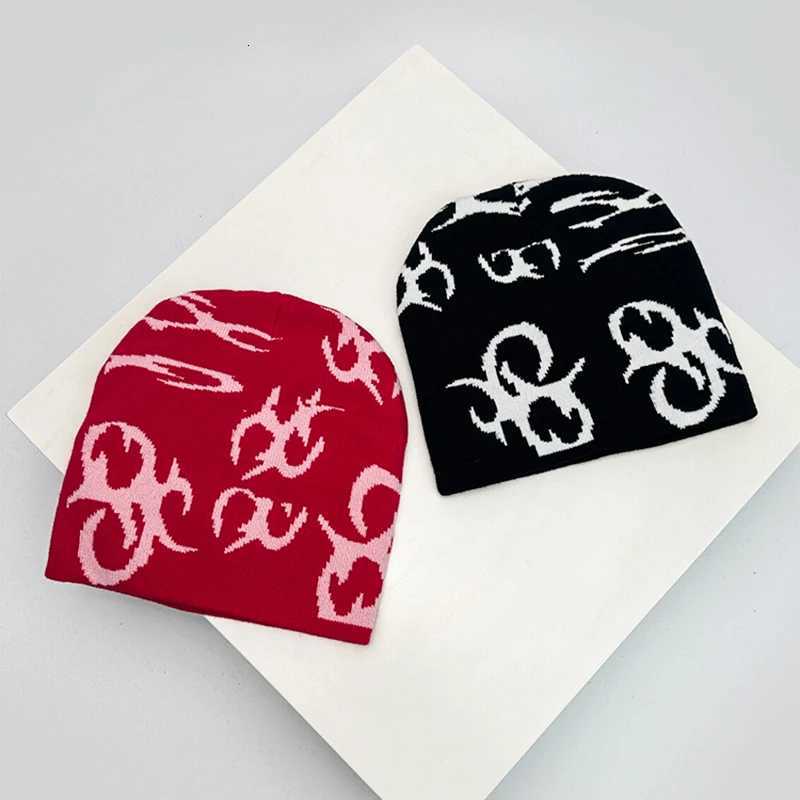 European Style Pattern Wool Knitted Hats Personal Warm Hip Hop Versatile Beanies Autumn and Winter New Street Fashion Niche insXJ251110