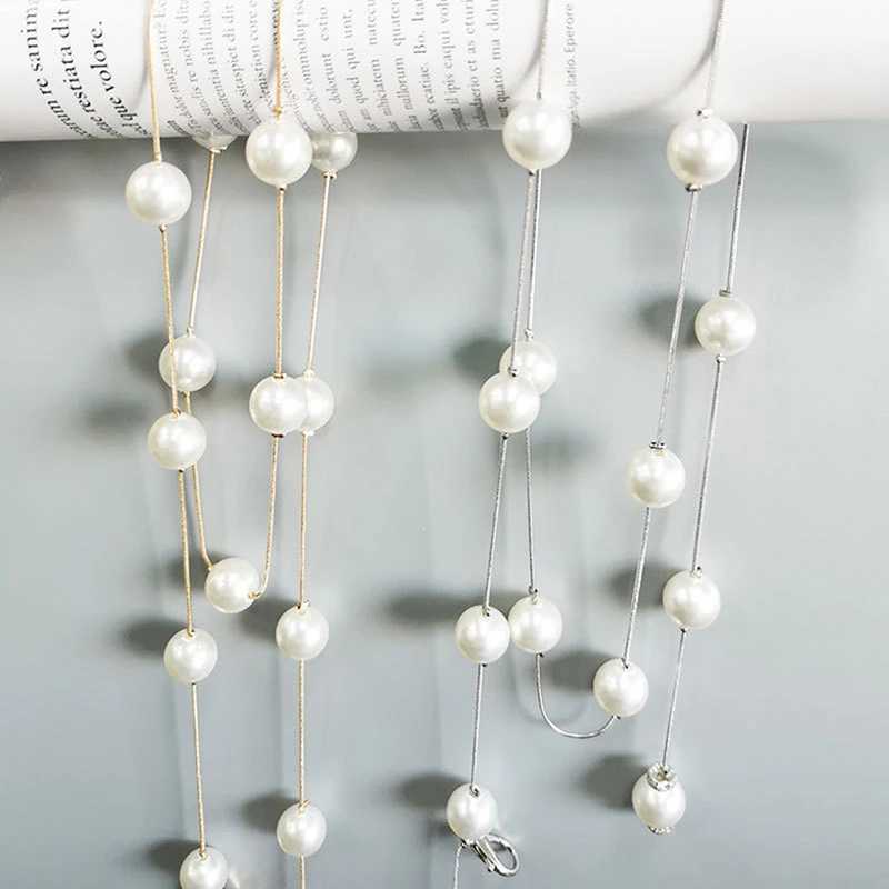 Gold/silver adjustable metal elegant pearl with thin chain strap womens dress tight waistband decoration jewelry X250410