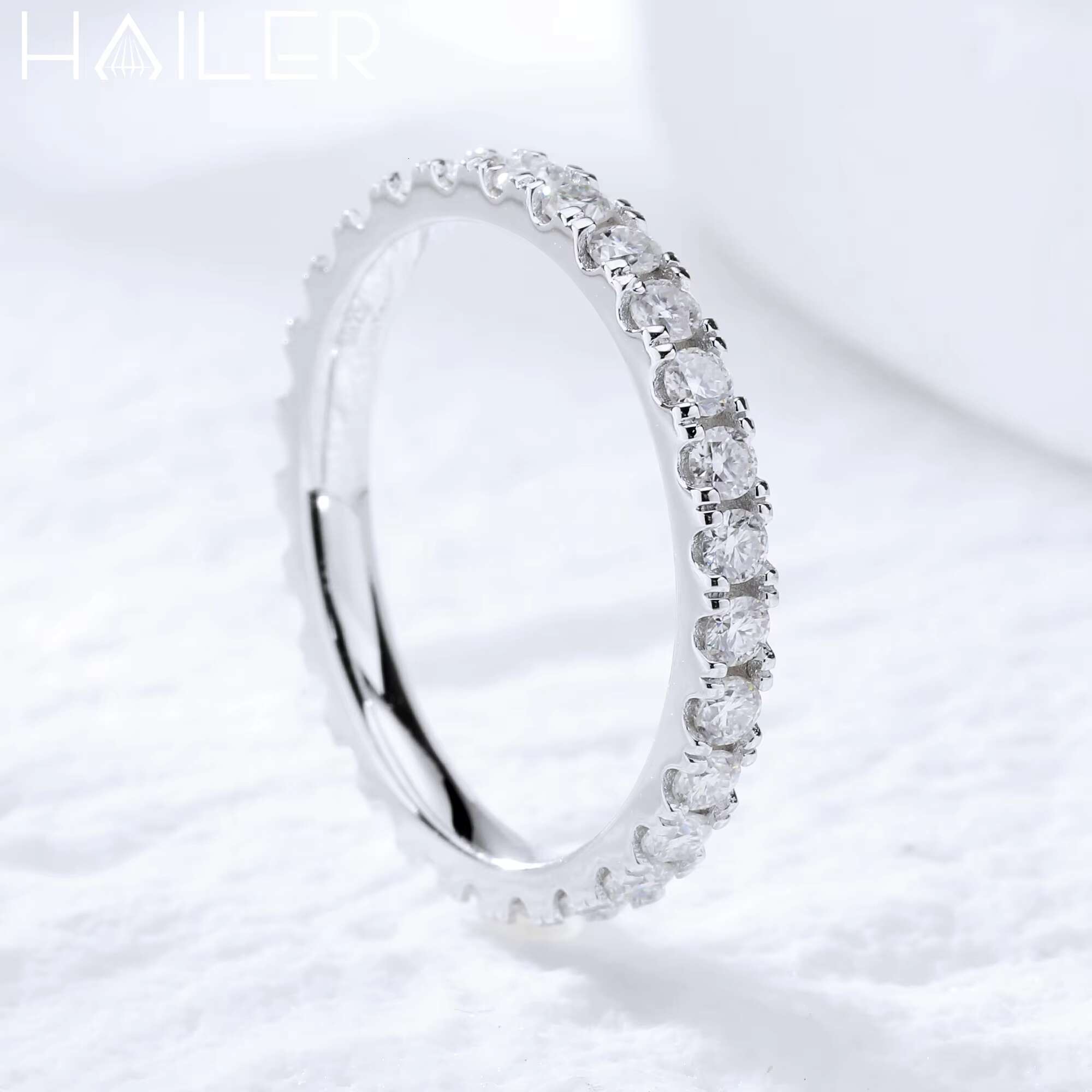 White Moissanite Wedding Band Moissanite Eternity Ring Silver Rings for Women