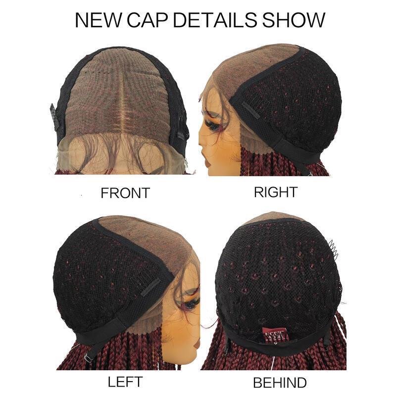 28 Inch Women Weaving Full Box Knotless Weave Lightweight Braids Synthetic Lace Front Wigs Black and Bury ddmyfriend