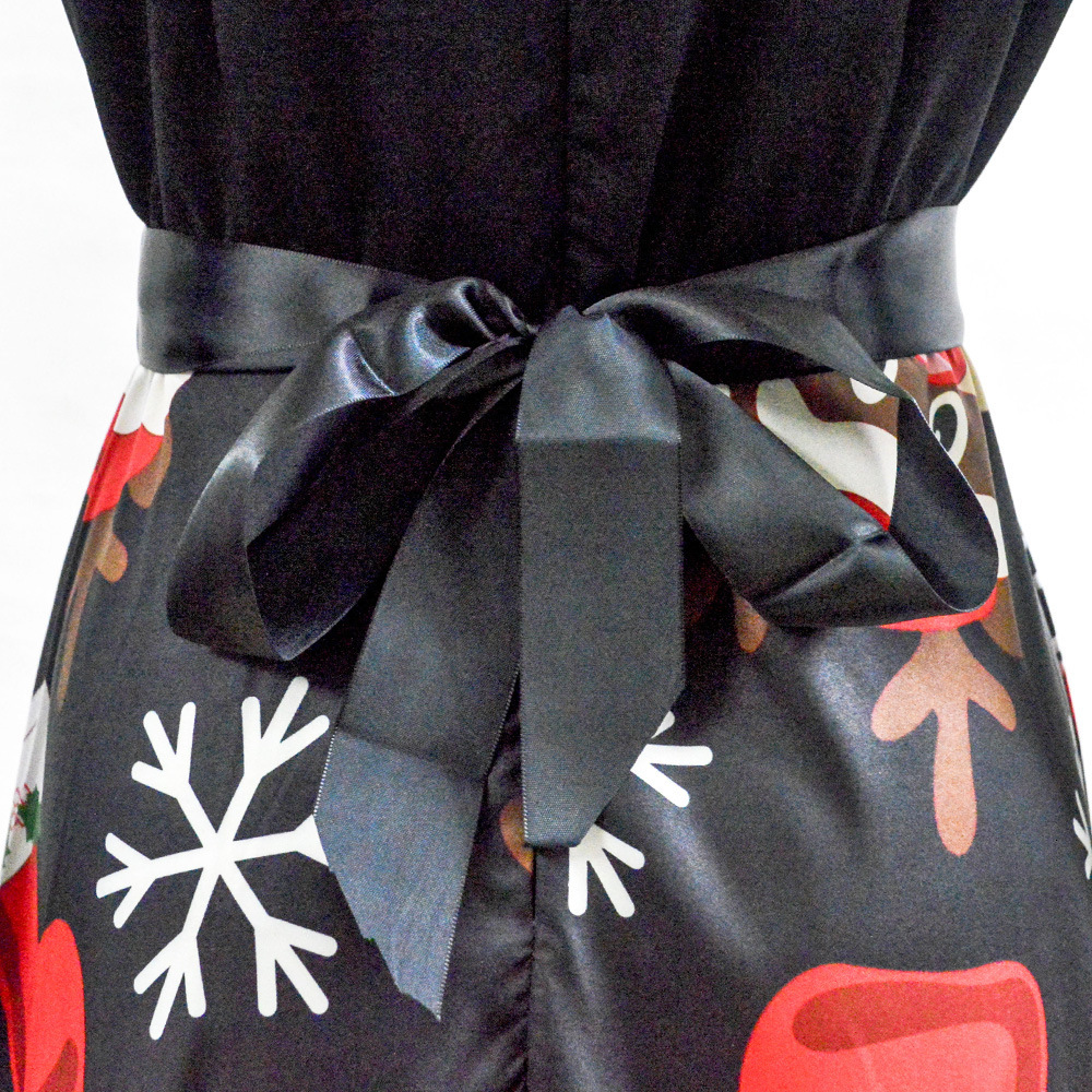 Christmas round neck printed long sleeved large swing dress
