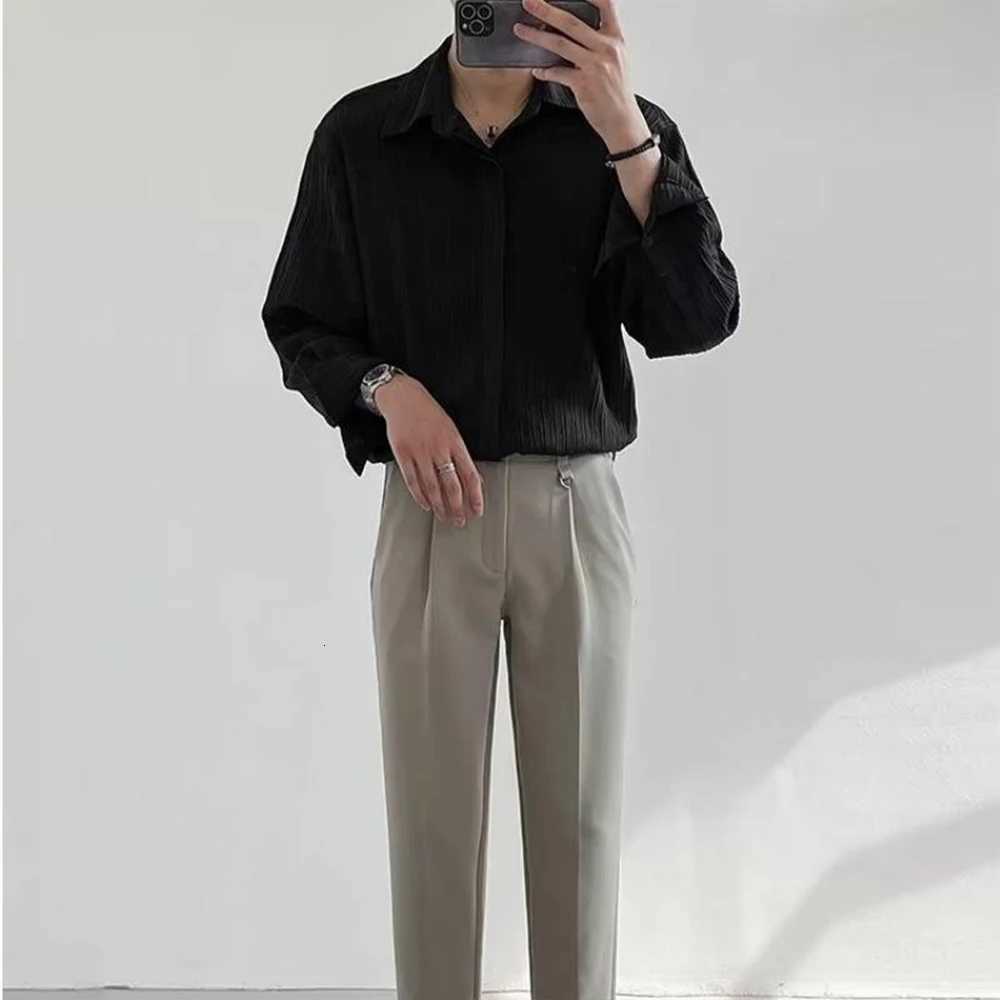 Mens Japanese Vintage Shirts Long Sleeve Suit Collar Casual Drapped Solid Color Button-down Fashion Cardigan Tops 2025 New K251110