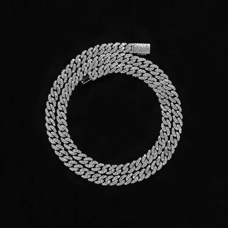 Rapper Jewelry Solid Sier 6mm Necklace with Iced Out CZ Zirconia Gold Plated Cuban k Chain Hip Hop Accessory for Gift