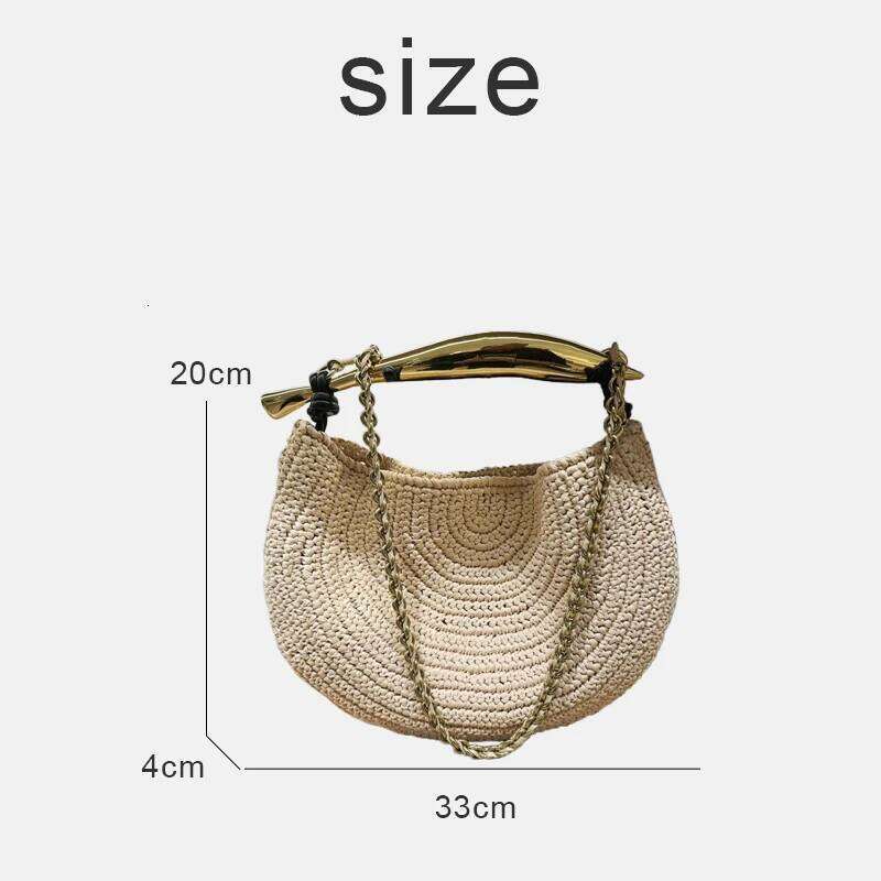 Classic Slim Beach Bags For Women Luxury Designer Handbag Purse 2025 New In Straw Woven Sequined Top Handle Chain Strap Shoulder