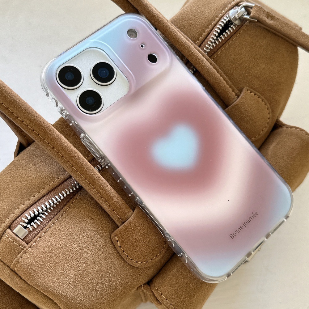 Simple Heart Gradient Phone Case Compatible with iPhone 17/16 Pro Max Cartoon Protective Cover iPhone 15/14 Pro