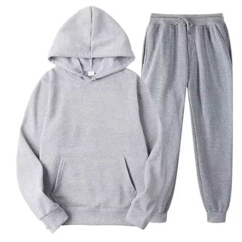 Mens autumn/winter mens sports suit 2-piece set casual and fashionable hooded sweatshirtdrawstring pants W251110