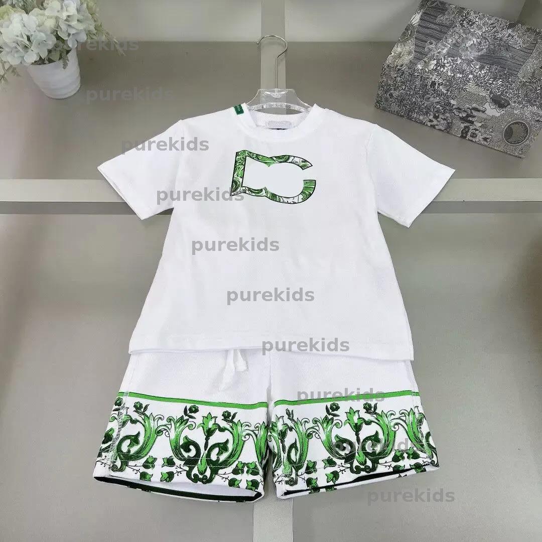 Kids Girls Boys Floral Print Designer Outfits Sets Luxury Suit Sports Clothing Teeshirt Tshirts Loose Short Pants -8 Childrens Kid Girl Boy Clothes DZG2504103