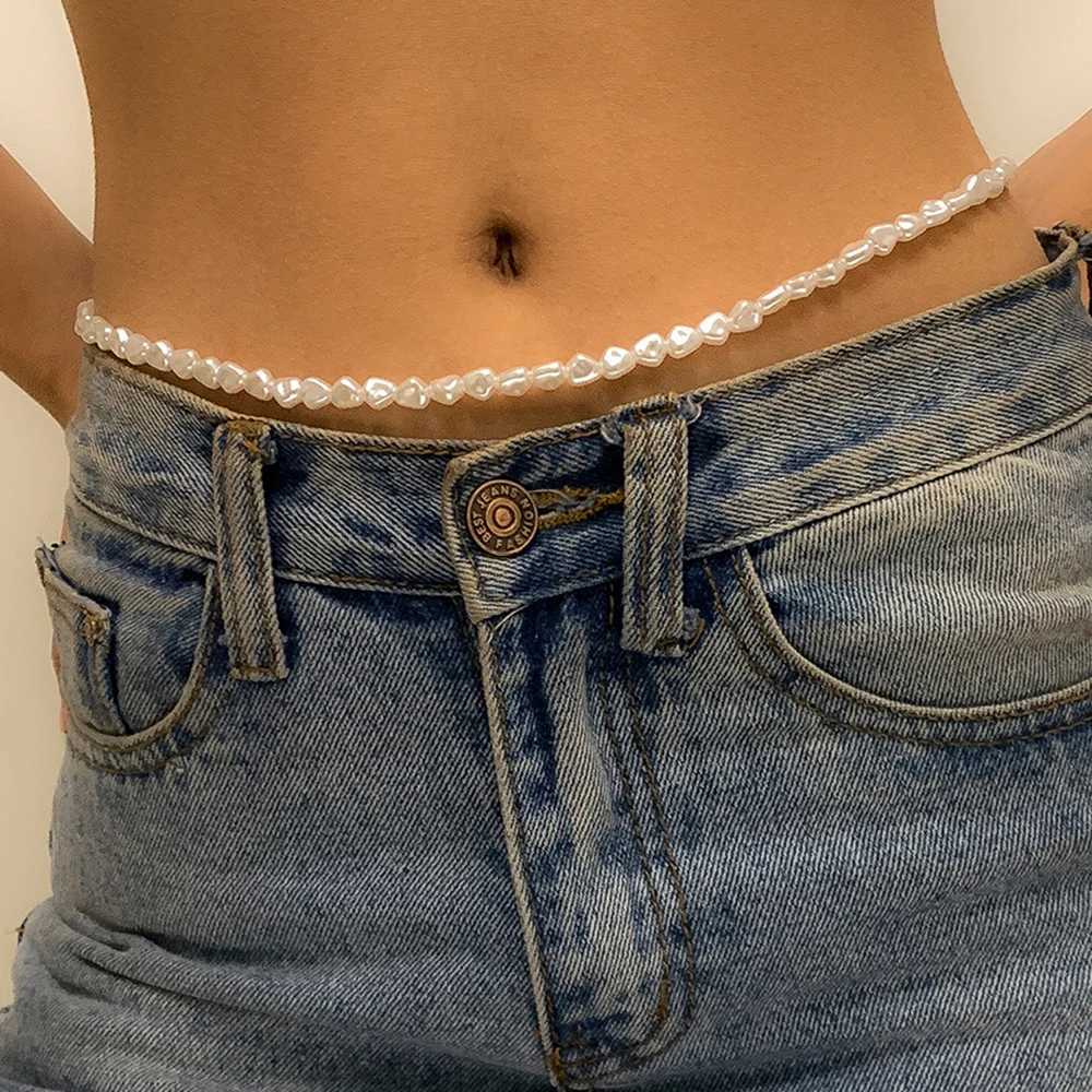IngeSight. Z Bohen Baroque imitation pearl body chain used for Wen sexy summer beach harness waist belly chain with jewelry gift X250410