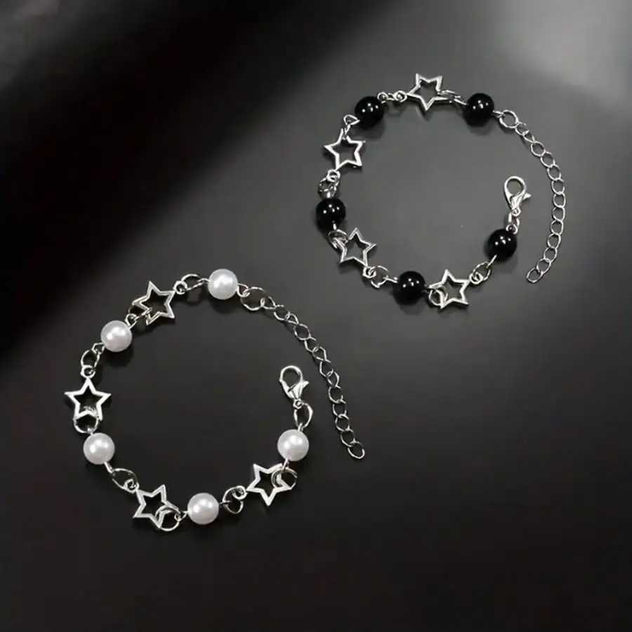 2-Piece Y2K Pearl Star Bracelet Set Suitable as a Mens Holiday Gift or Daily Wear BraceletT251110