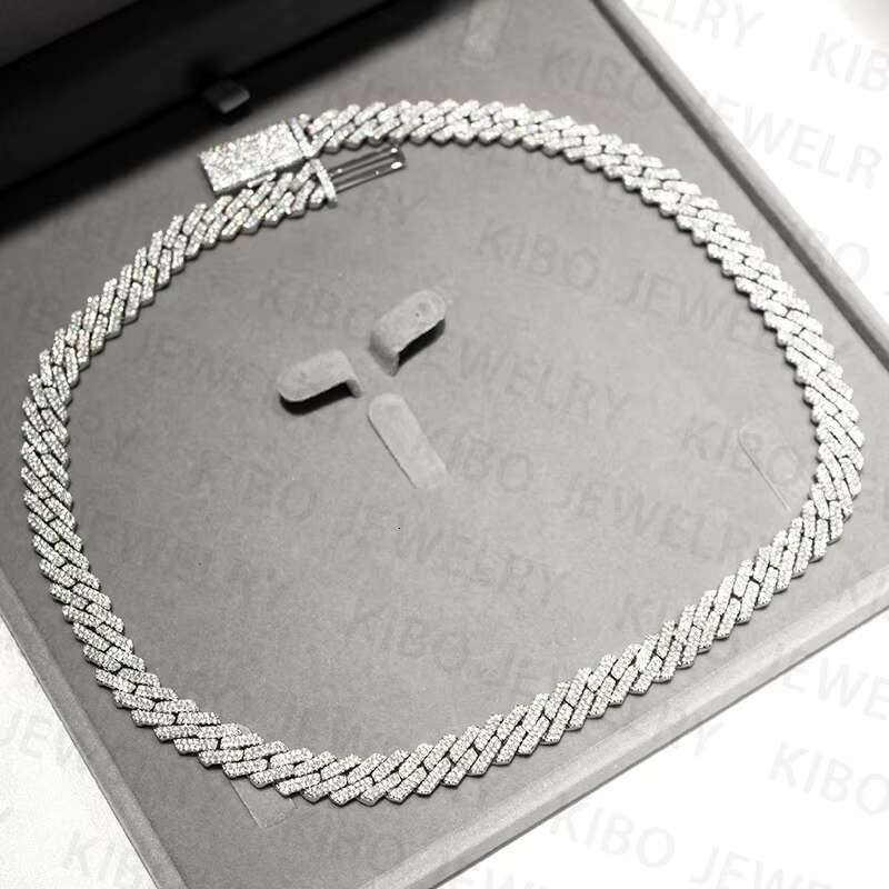 8mm 10mm pure sier chilled moissanite Cuban chain men's and women's hip-hop accessories